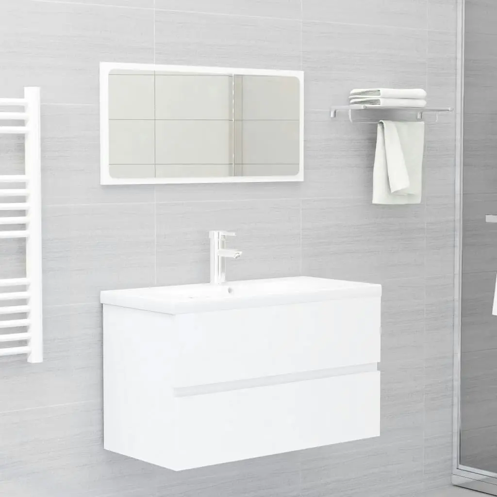 Bathroom Furniture Set White Engineered Wood 3071594