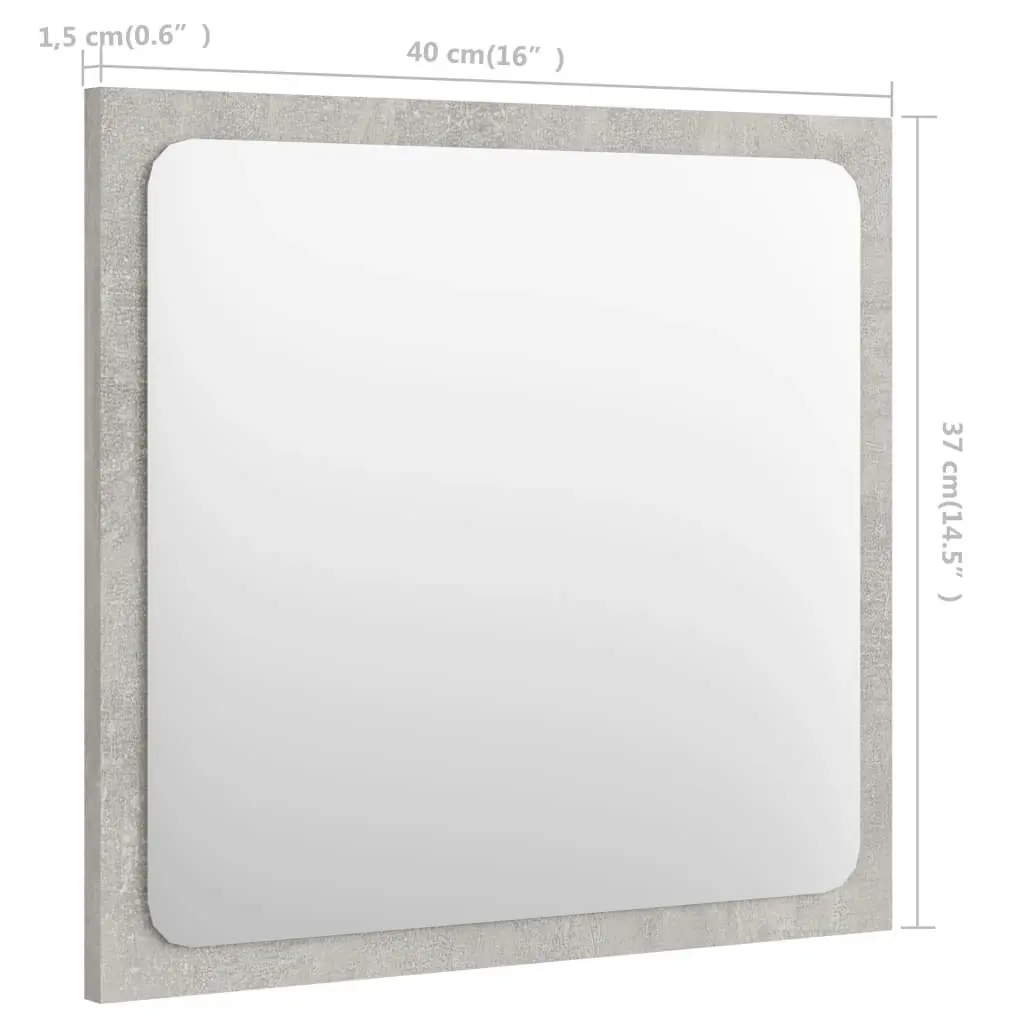 Bathroom Mirror Concrete Grey 40x1.5x37 cm Engineered Wood 804602