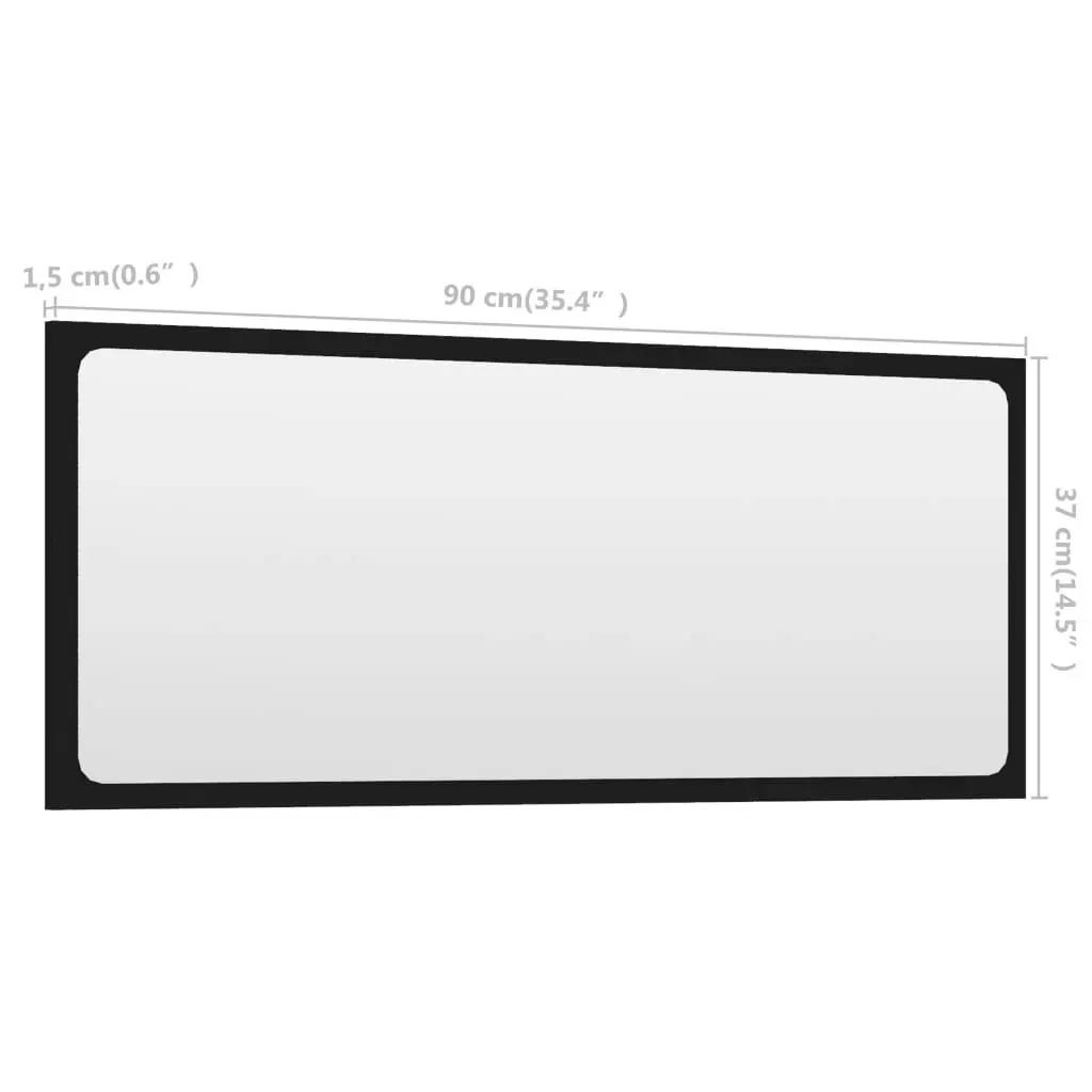 Bathroom Mirror Black 90x1.5x37 cm Engineered Wood 804623