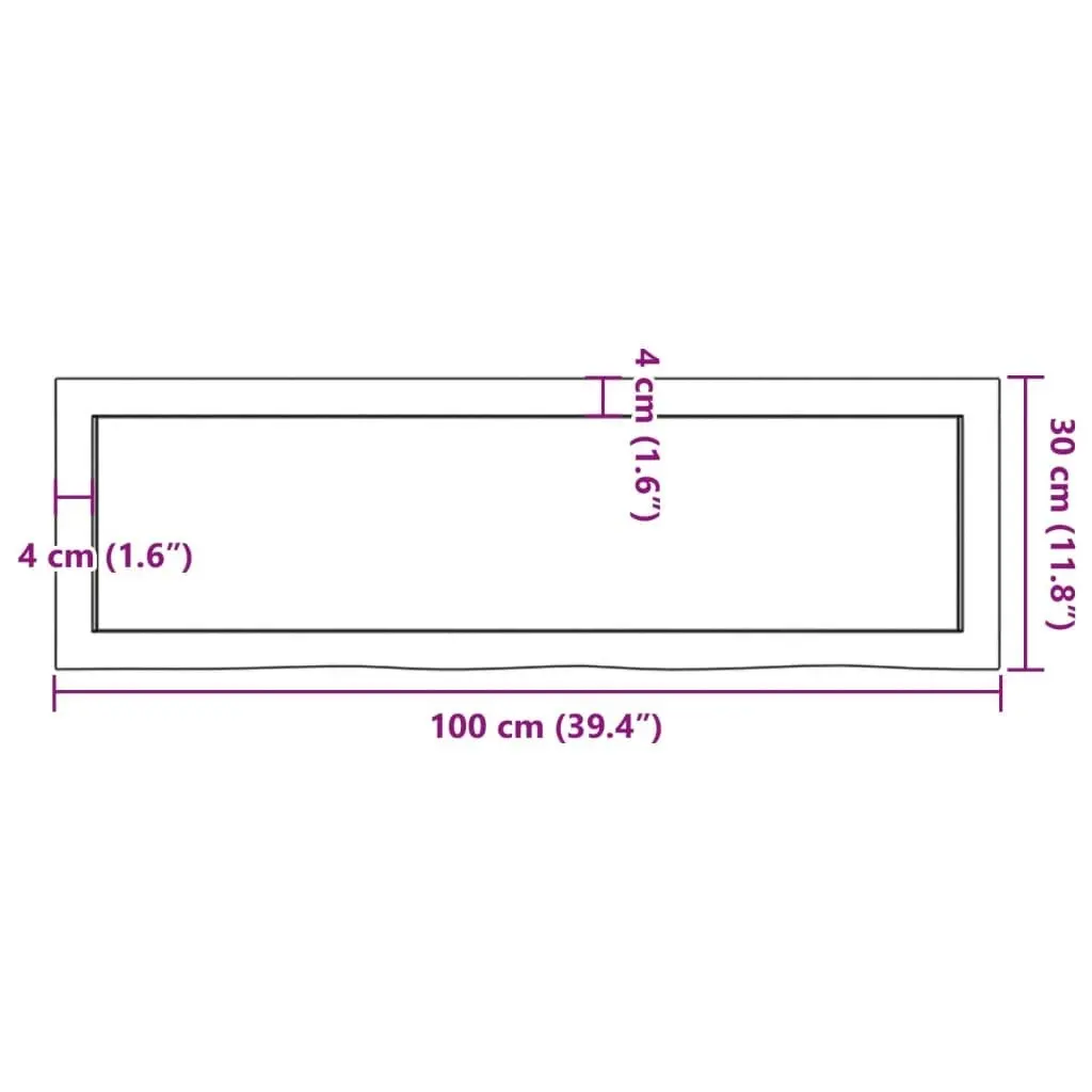 Bathroom Countertop Dark Brown 100x30x4 cm Treated Solid Wood 3156222