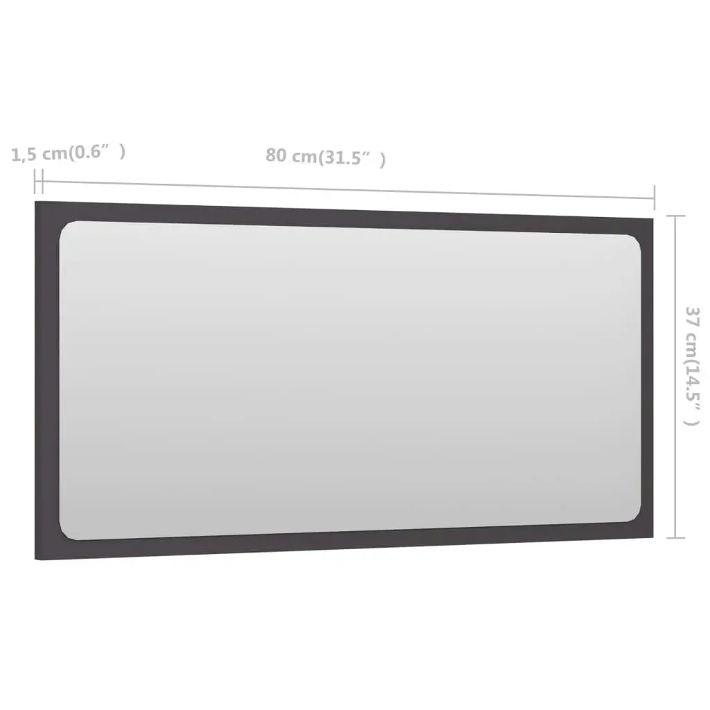 Bathroom Mirror Grey 80x1.5x37 cm Engineered Wood 804616