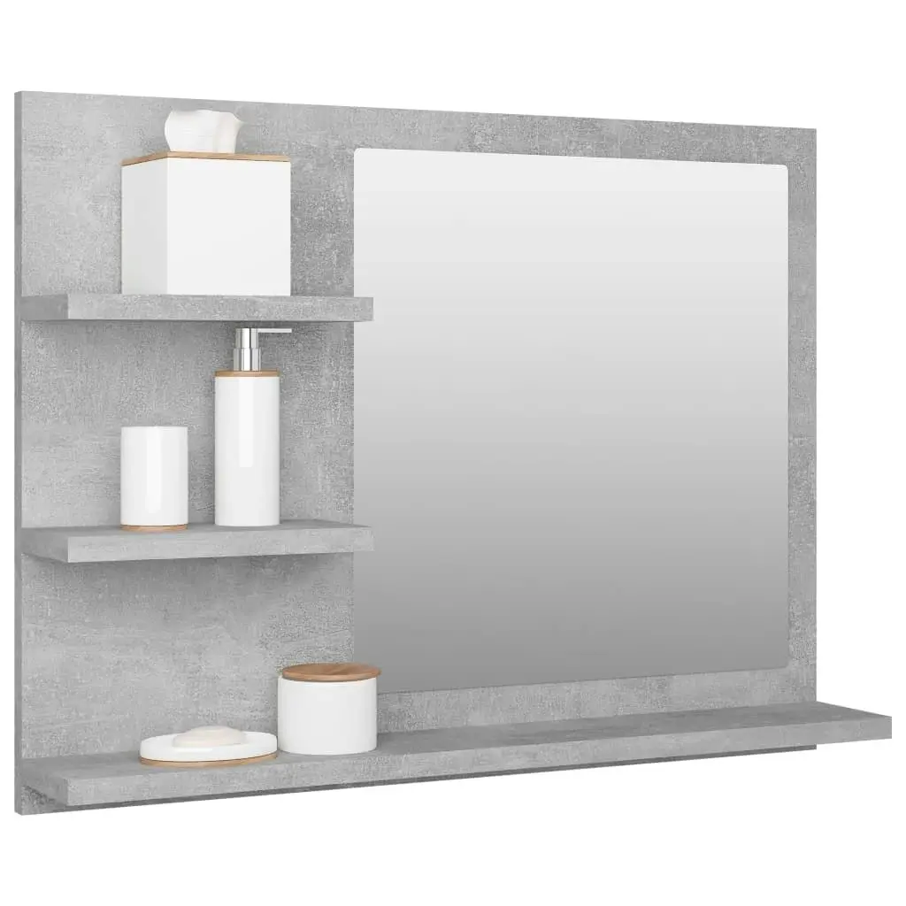 Bathroom Mirror Concrete Grey 60x10.5x45 cm Engineered Wood 805010