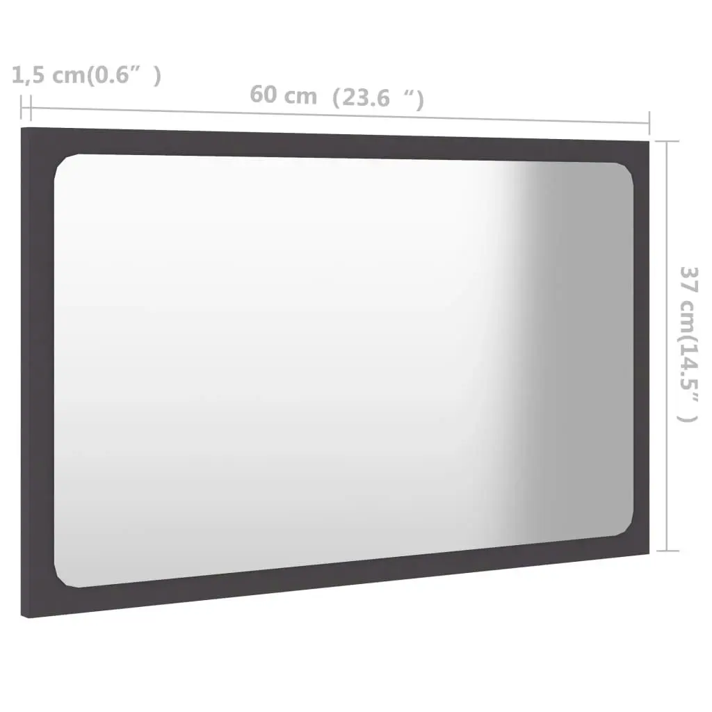 Bathroom Mirror Grey 60x1.5x37 cm Engineered Wood 804608