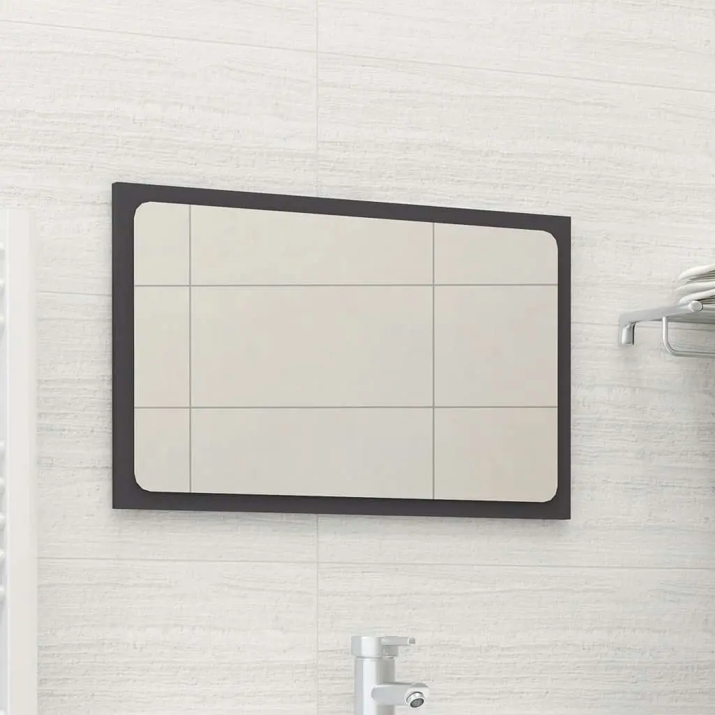 Bathroom Mirror Grey 60x1.5x37 cm Engineered Wood 804608