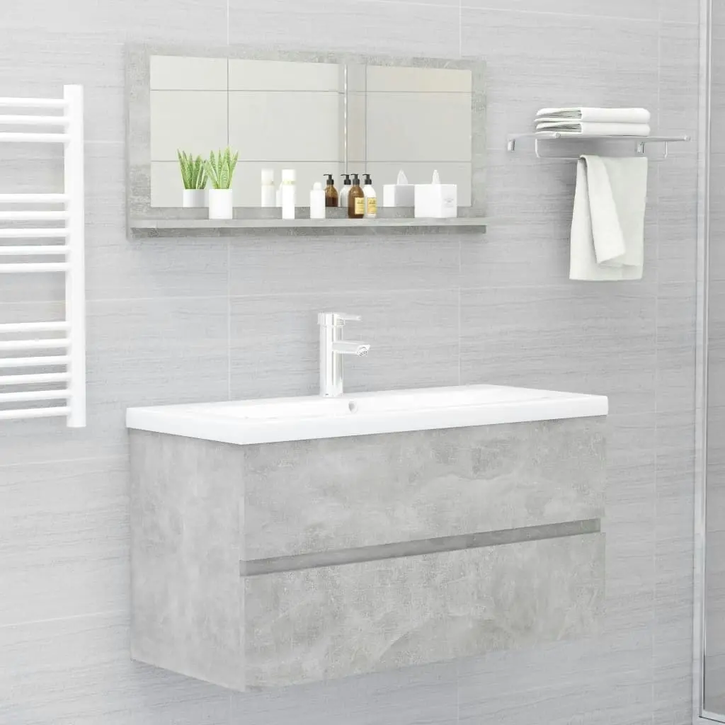 Bathroom Mirror Concrete Grey 90x10.5x37 cm Engineered Wood 804584