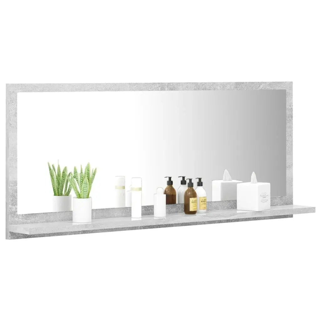 Bathroom Mirror Concrete Grey 90x10.5x37 cm Engineered Wood 804584