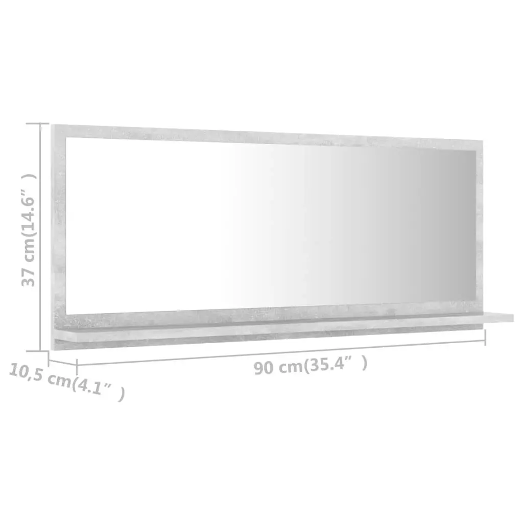 Bathroom Mirror Concrete Grey 90x10.5x37 cm Engineered Wood 804584