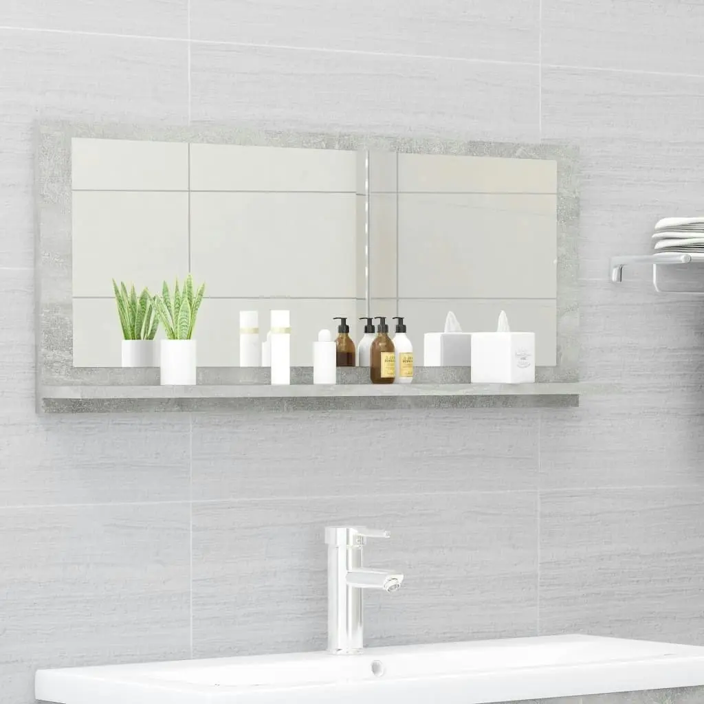 Bathroom Mirror Concrete Grey 90x10.5x37 cm Engineered Wood 804584