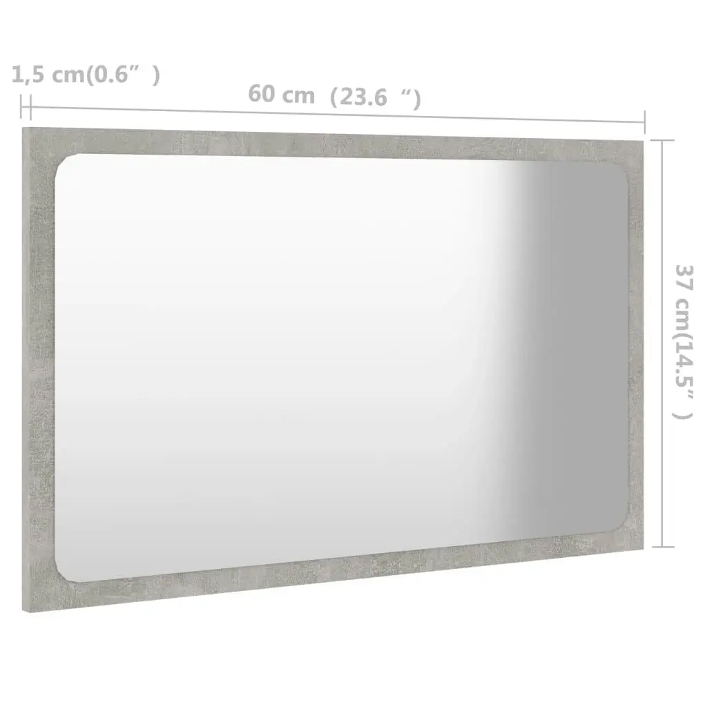 Bathroom Mirror Concrete Grey 60x1.5x37 cm Engineered Wood 804610