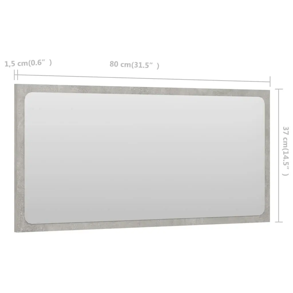 Bathroom Mirror Concrete Grey 80x1.5x37 cm Engineered Wood 804618