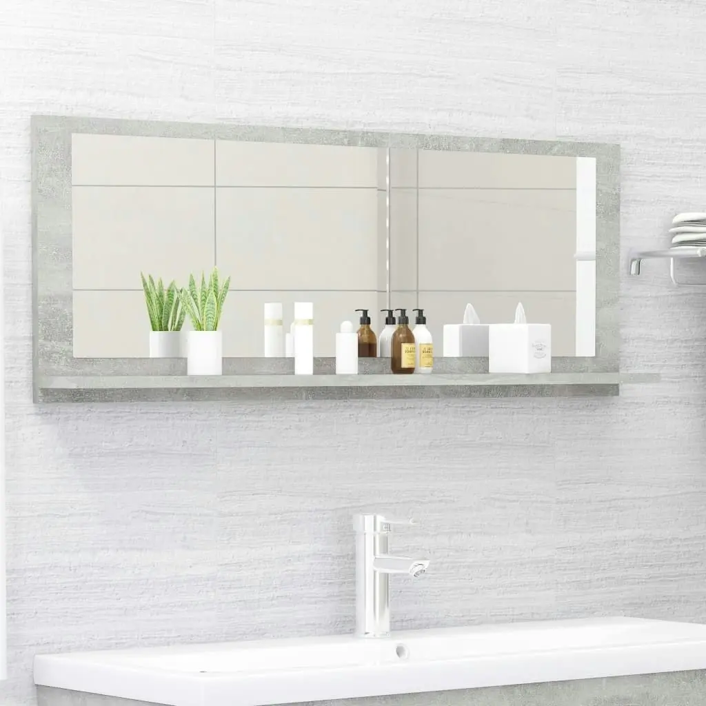 Bathroom Mirror Concrete Grey 100x10.5x37 cm Engineered Wood 804593