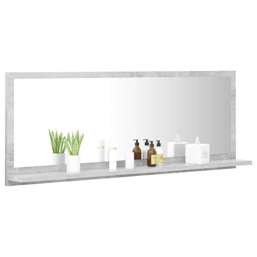 Bathroom Mirror Concrete Grey 100x10.5x37 cm Engineered Wood 804593