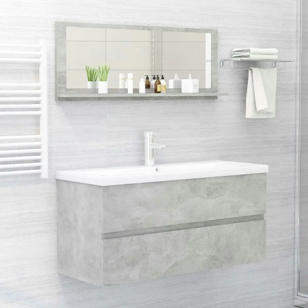 Bathroom Mirror Concrete Grey 100x10.5x37 cm Engineered Wood 804593