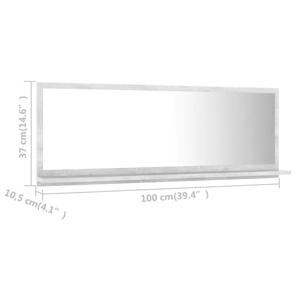 Bathroom Mirror Concrete Grey 100x10.5x37 cm Engineered Wood 804593