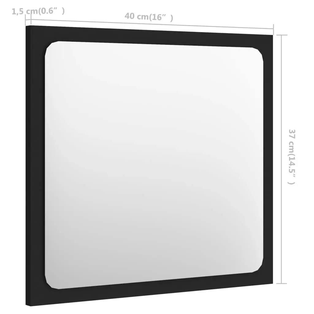 Bathroom Mirror Black 40x1.5x37 cm Engineered Wood 804599