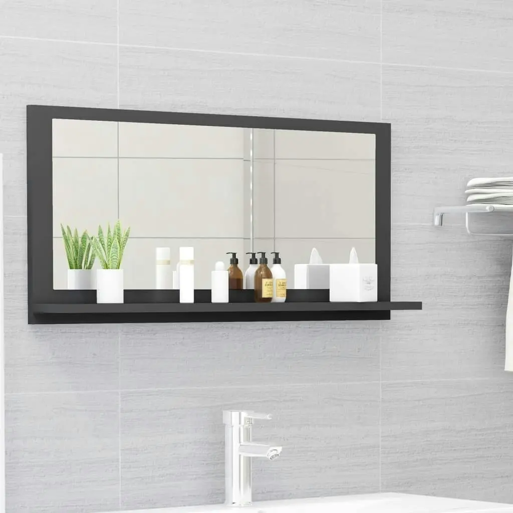 Bathroom Mirror Grey 80x10.5x37 cm Engineered Wood 804573