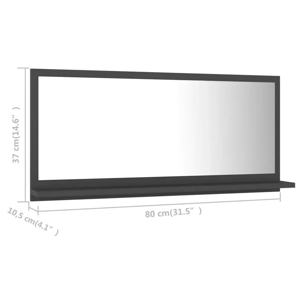 Bathroom Mirror Grey 80x10.5x37 cm Engineered Wood 804573