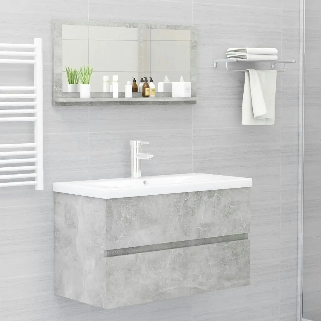 Bathroom Mirror Concrete Grey 80x10.5x37 cm Engineered Wood 804575