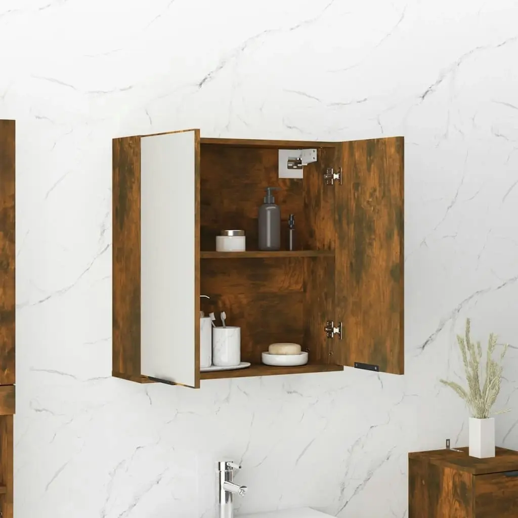 Bathroom Mirror Cabinet Smoked Oak 64x20x67 cm 817066