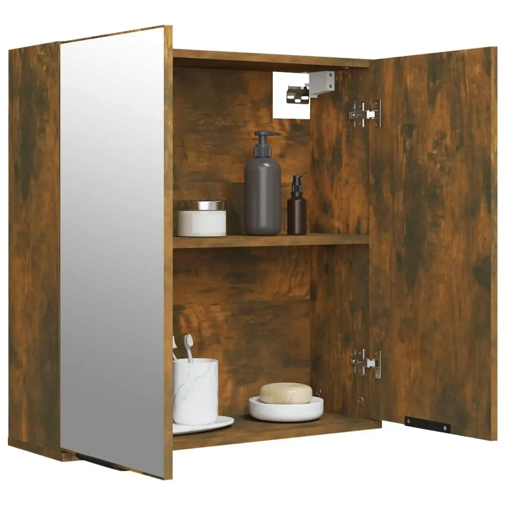 Bathroom Mirror Cabinet Smoked Oak 64x20x67 cm 817066