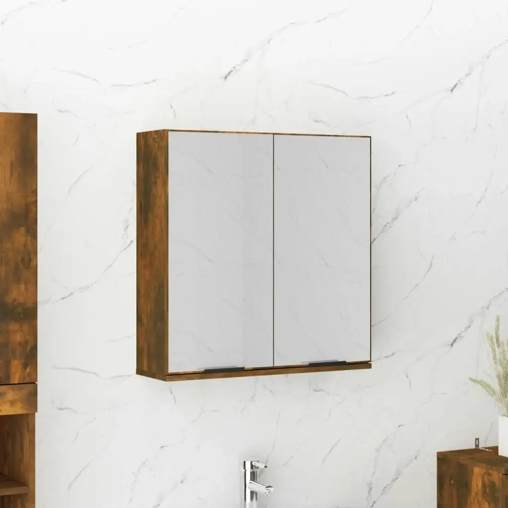 Bathroom Mirror Cabinet Smoked Oak 64x20x67 cm 817066