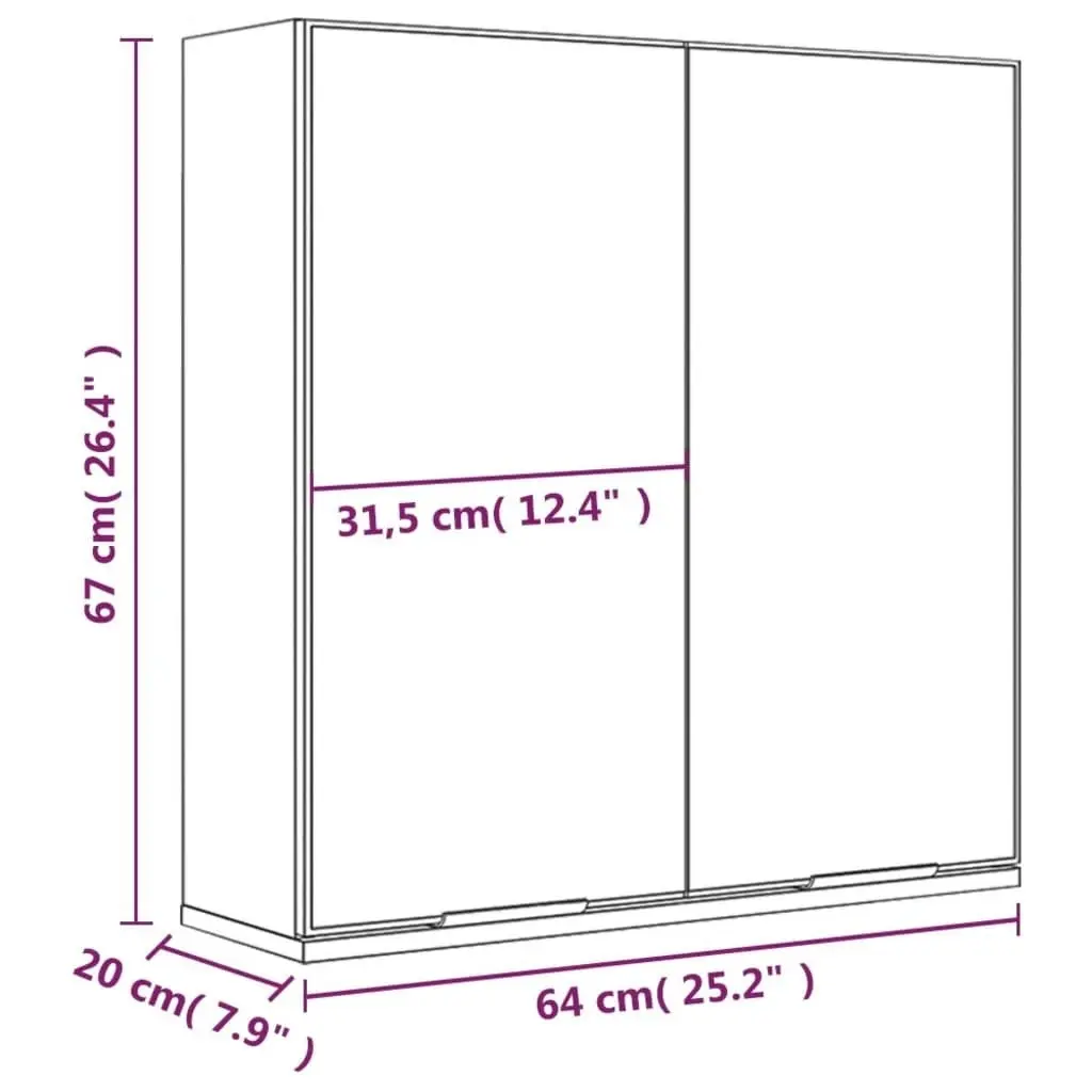 Bathroom Mirror Cabinet Smoked Oak 64x20x67 cm 817066