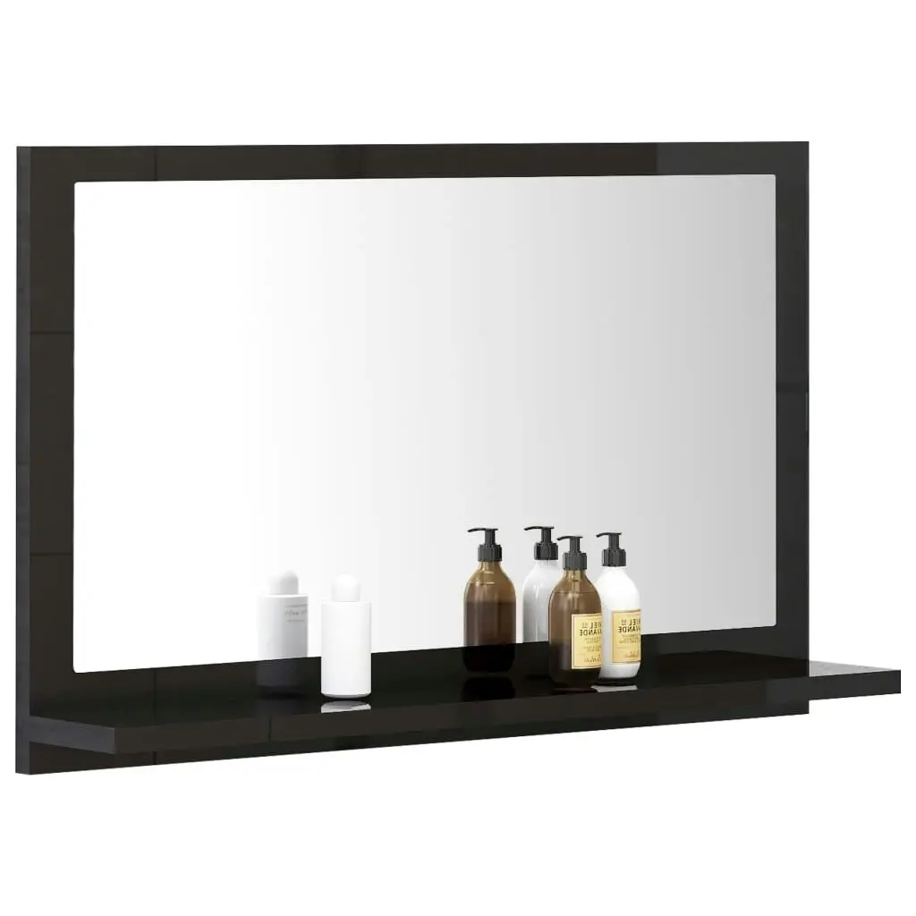 Bathroom Mirror High Gloss Black 60x10.5x37 cm Engineered Wood 804569