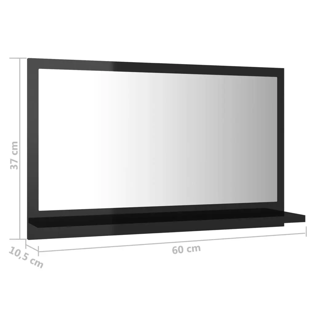 Bathroom Mirror High Gloss Black 60x10.5x37 cm Engineered Wood 804569