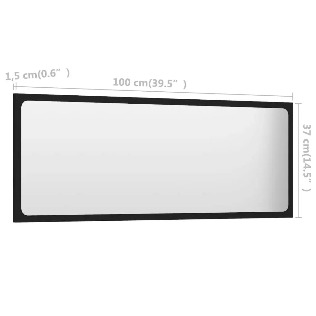 Bathroom Mirror Black 100x1.5x37 cm Engineered Wood 804631