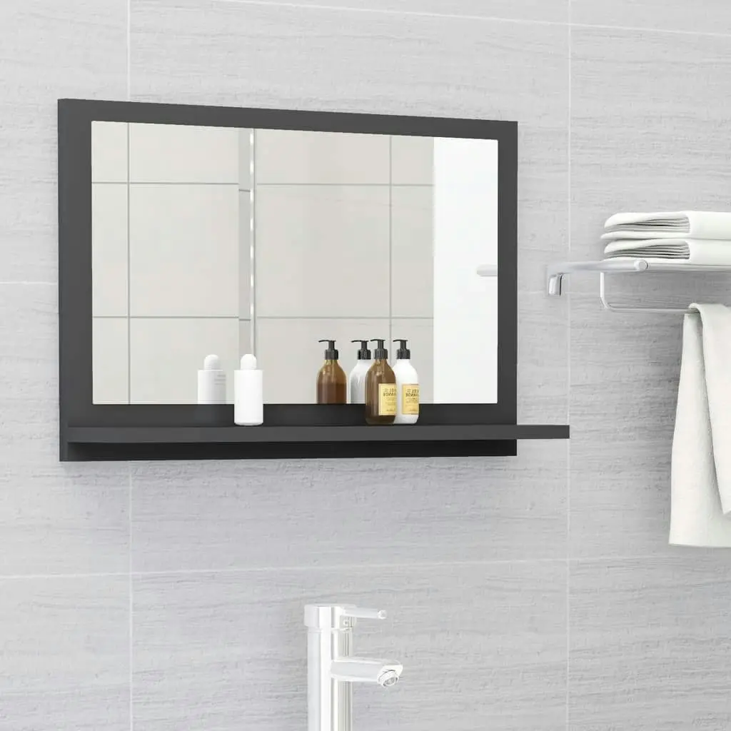 Bathroom Mirror Grey 60x10.5x37 cm Engineered Wood 804564