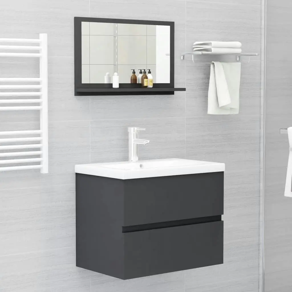 Bathroom Mirror Grey 60x10.5x37 cm Engineered Wood 804564