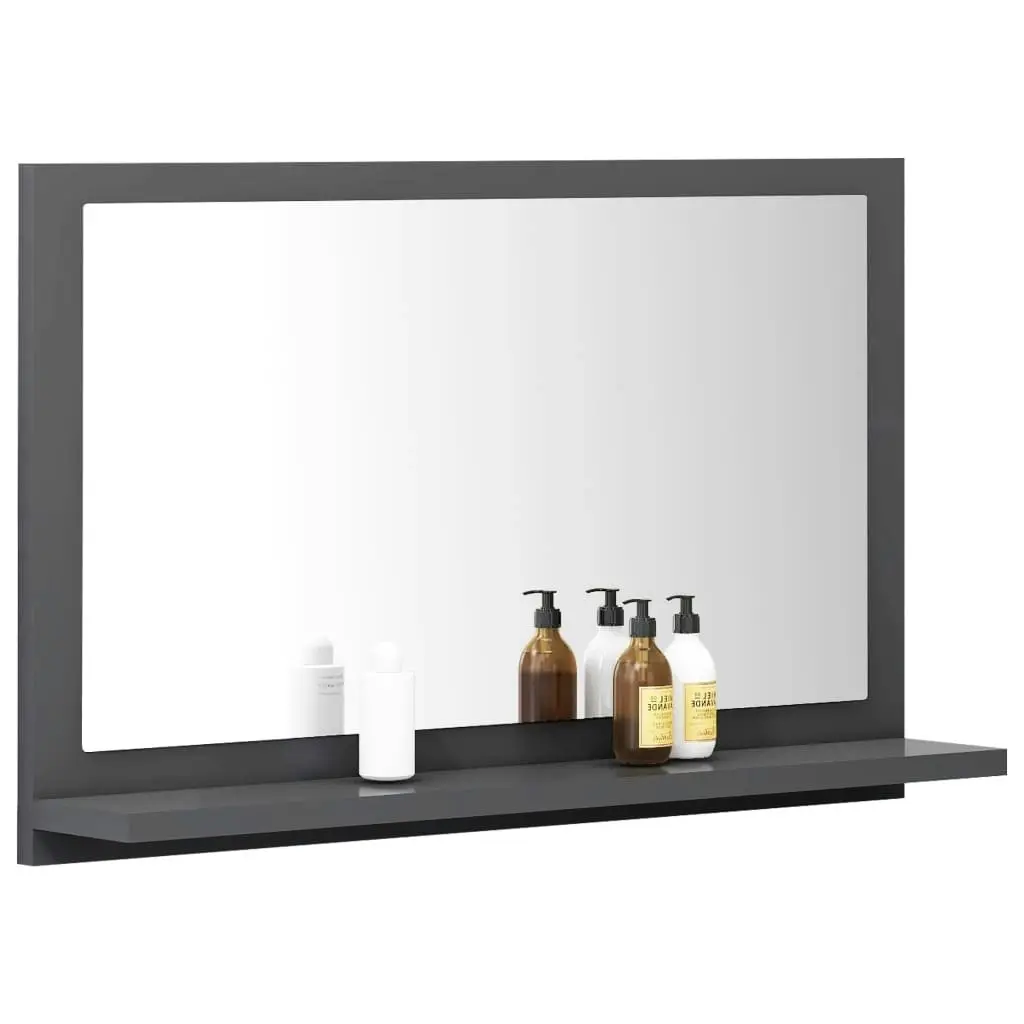 Bathroom Mirror Grey 60x10.5x37 cm Engineered Wood 804564