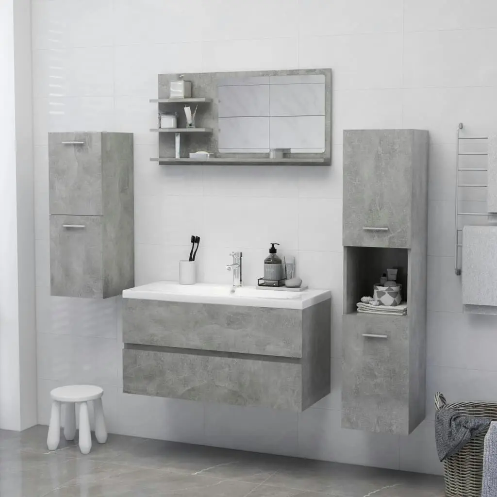 Bathroom Mirror Concrete Grey 90x10.5x45 cm Engineered Wood 805019