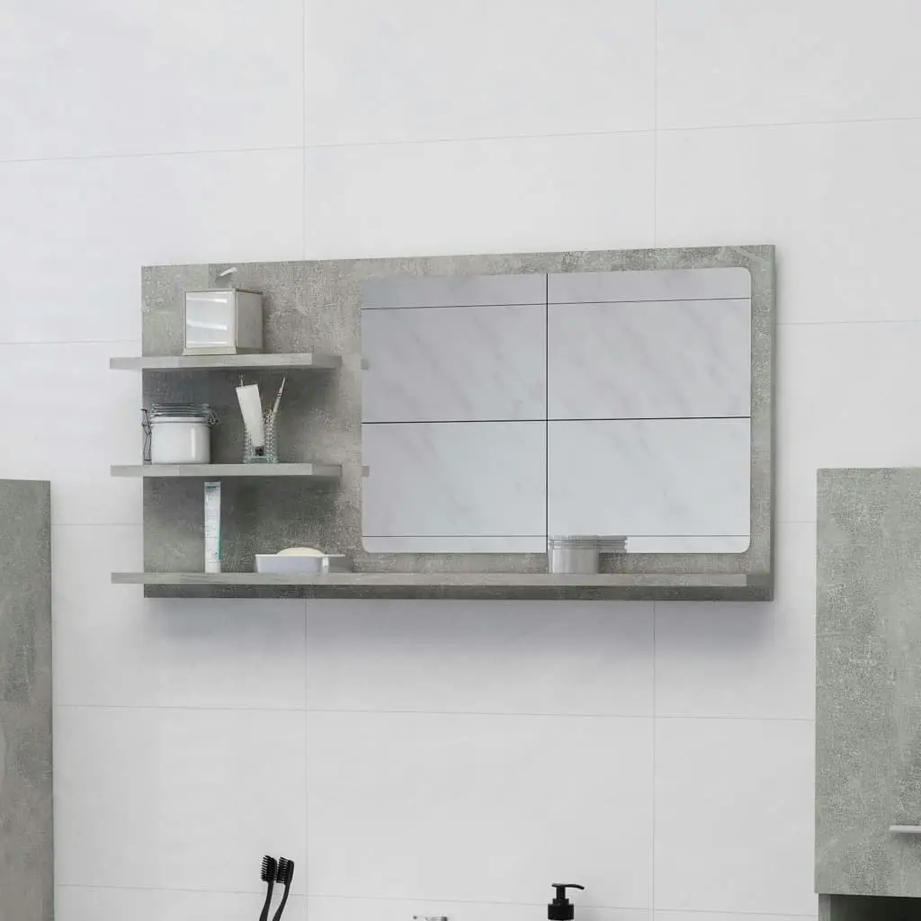 Bathroom Mirror Concrete Grey 90x10.5x45 cm Engineered Wood 805019