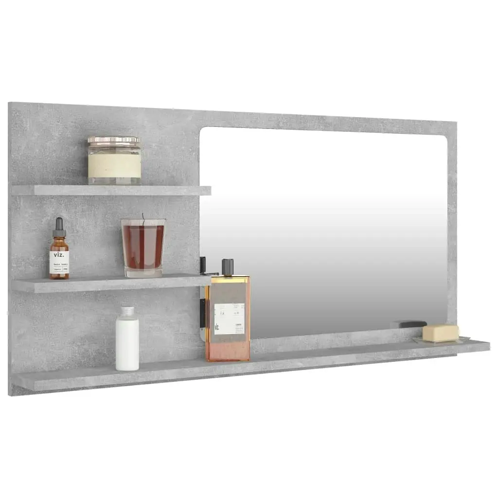 Bathroom Mirror Concrete Grey 90x10.5x45 cm Engineered Wood 805019