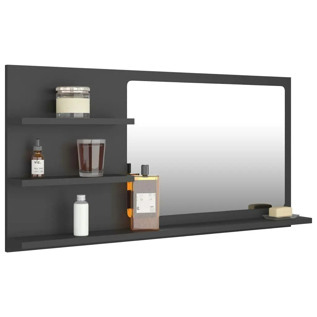 Bathroom Mirror Grey 90x10.5x45 cm Engineered Wood 805017