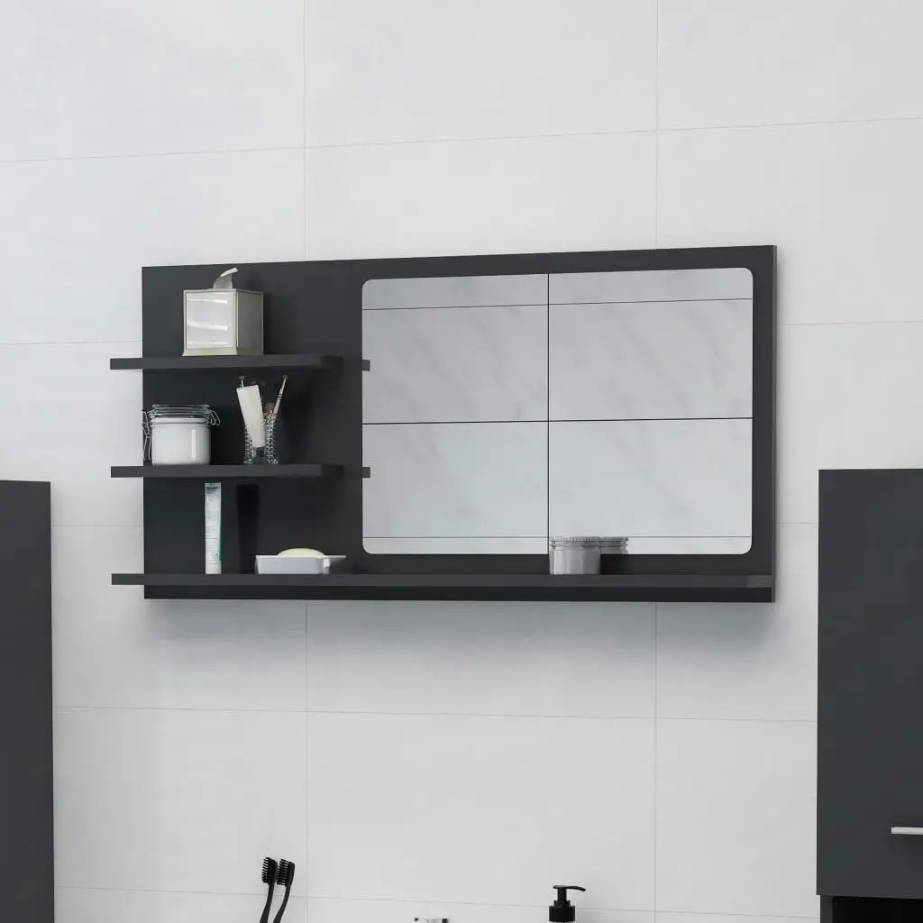 Bathroom Mirror Grey 90x10.5x45 cm Engineered Wood 805017