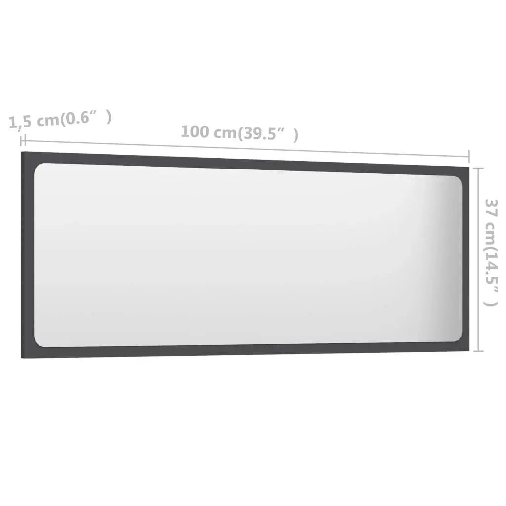 Bathroom Mirror Grey 100x1.5x37 cm Engineered Wood 804632