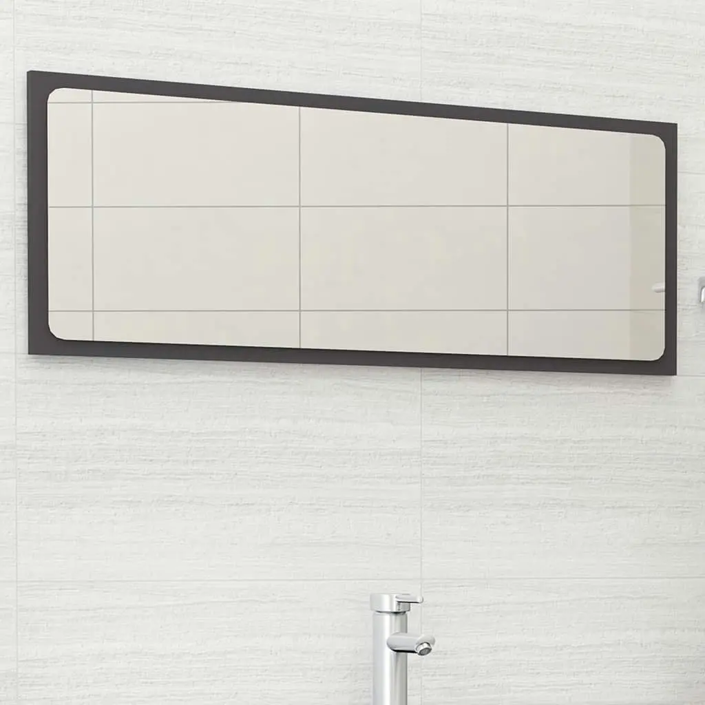 Bathroom Mirror Grey 100x1.5x37 cm Engineered Wood 804632