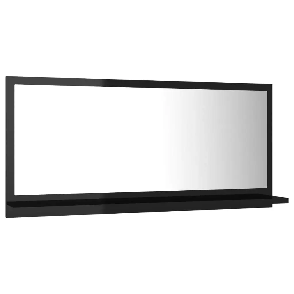 Bathroom Mirror High Gloss Black 80x10.5x37 cm Engineered Wood 804578