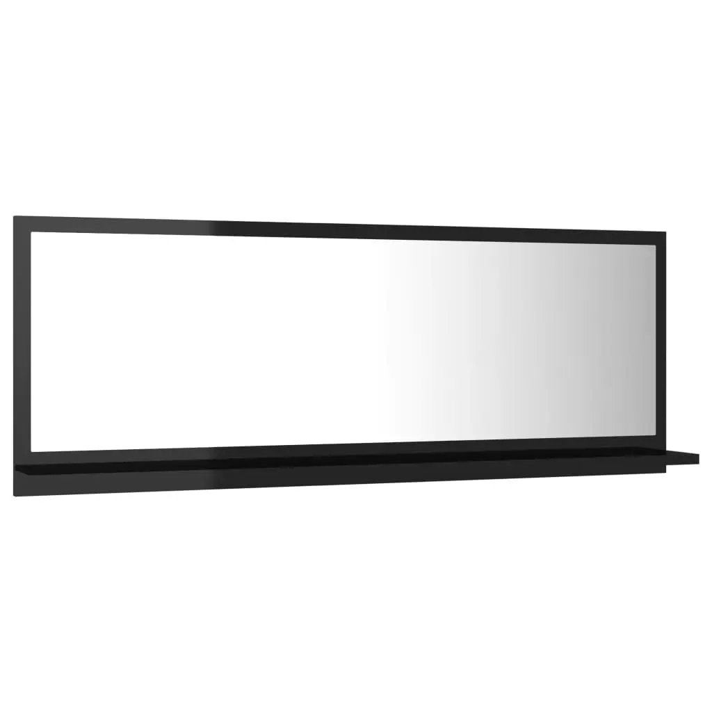 Bathroom Mirror High Gloss Black 100x10.5x37 cm Engineered Wood 804596