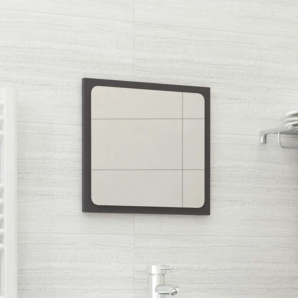 Bathroom Mirror High Gloss Grey 40x1.5x37 cm Engineered Wood 804605