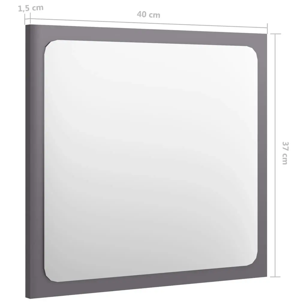 Bathroom Mirror High Gloss Grey 40x1.5x37 cm Engineered Wood 804605