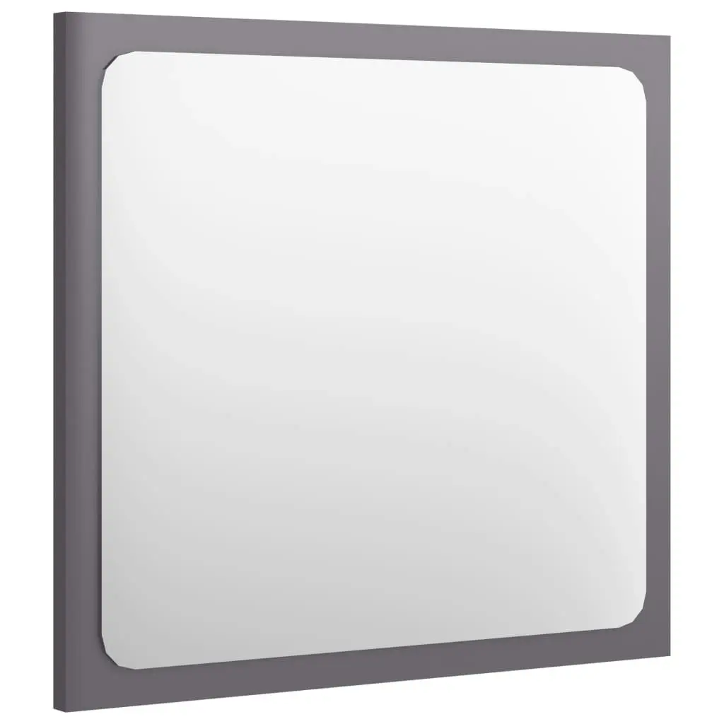 Bathroom Mirror High Gloss Grey 40x1.5x37 cm Engineered Wood 804605