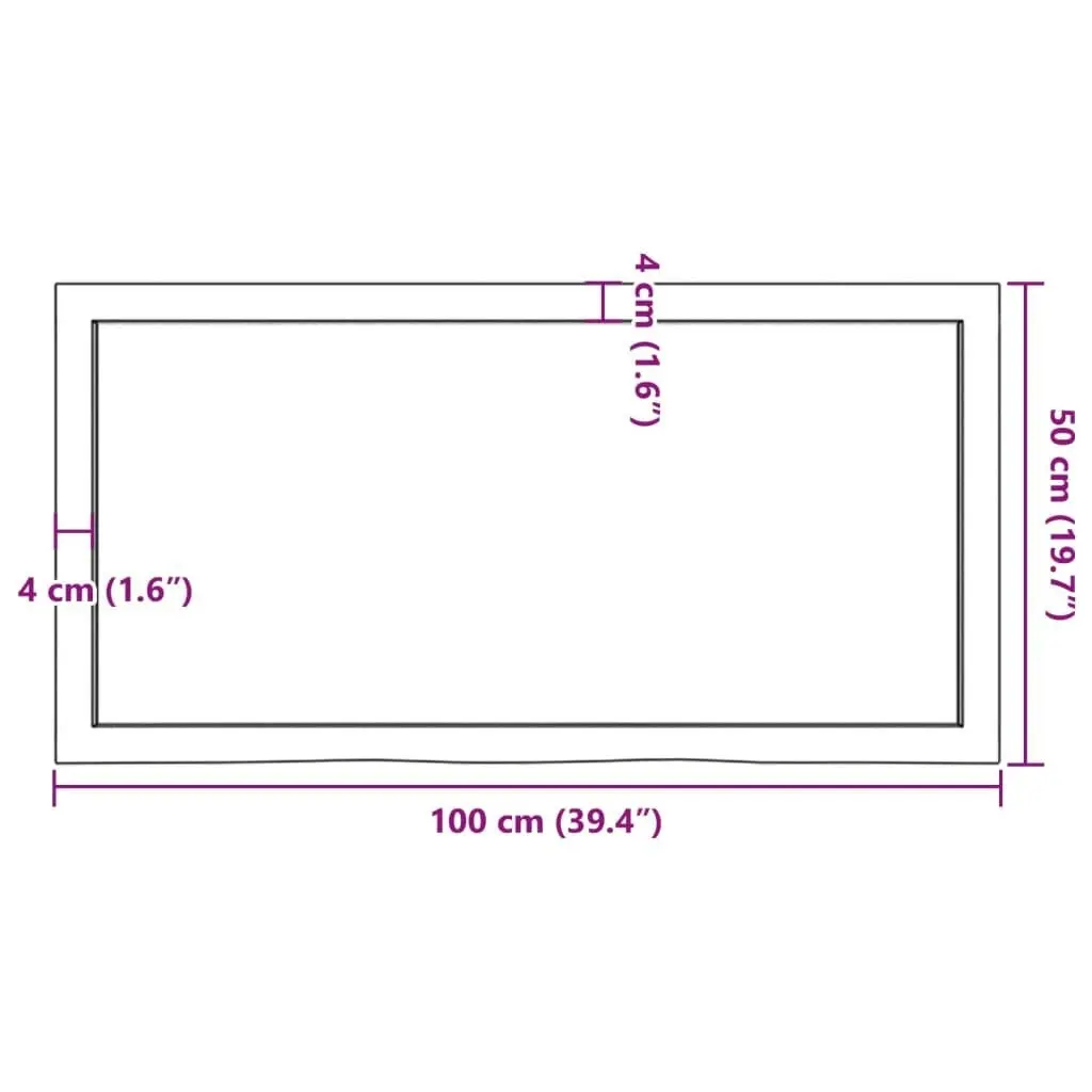 Bathroom Countertop Dark Brown 100x50x4 cm Treated Solid Wood 3156228