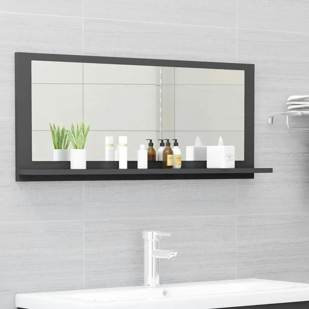 Bathroom Mirror Grey 90x10.5x37 cm Engineered Wood 804582