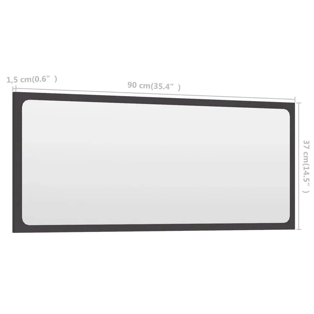 Bathroom Mirror Grey 90x1.5x37 cm Engineered Wood 804624