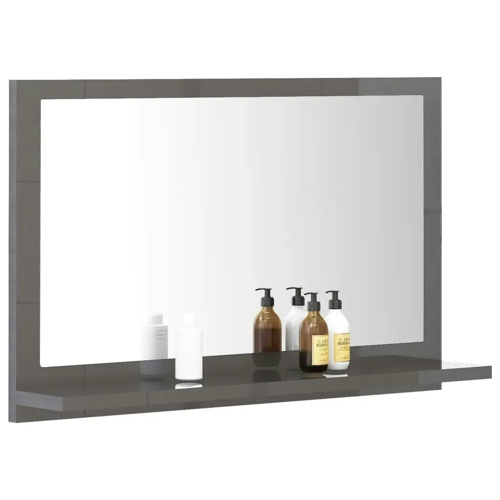 Bathroom Mirror High Gloss Grey 60x10.5x37 cm Engineered Wood 804570