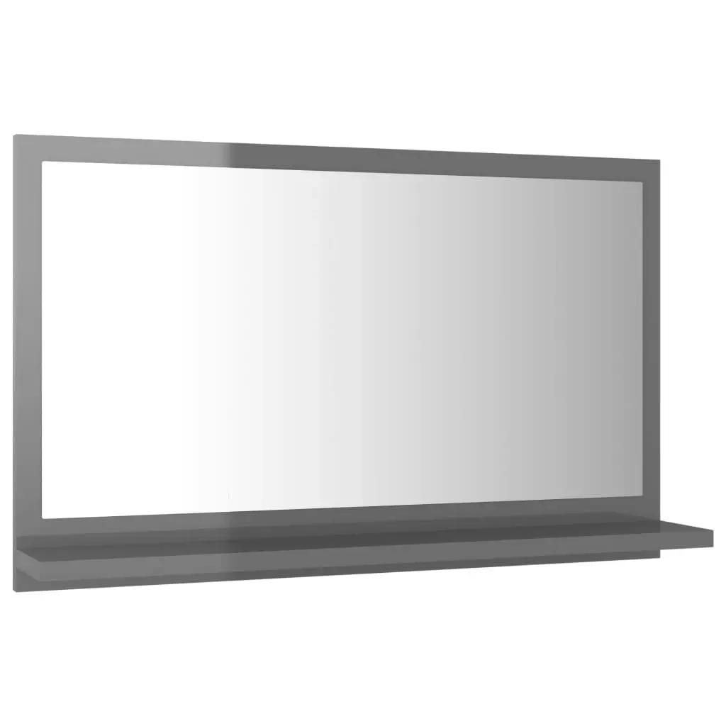 Bathroom Mirror High Gloss Grey 60x10.5x37 cm Engineered Wood 804570