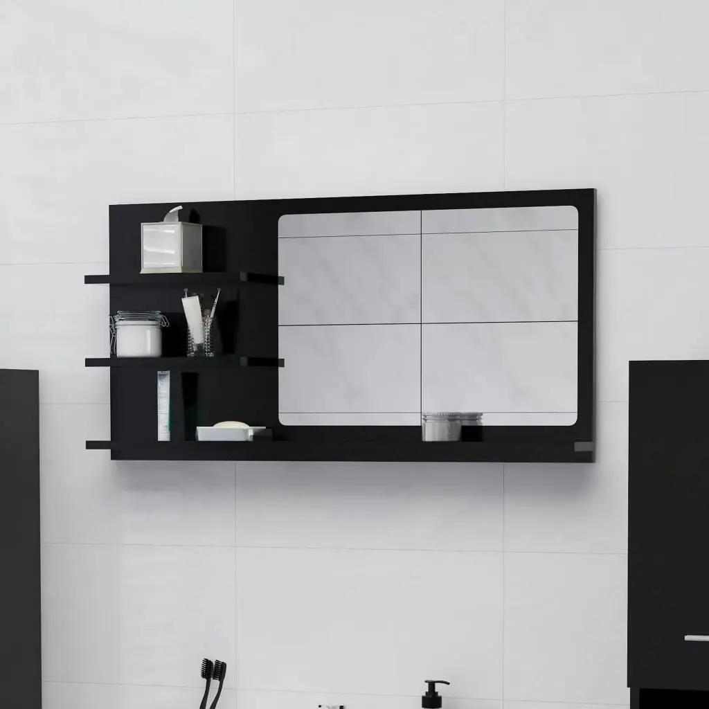 Bathroom Mirror Black 90x10.5x45 cm Engineered Wood 805016